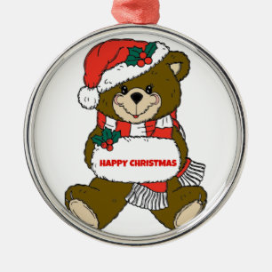 Happy Christmas Bear Metal Tree Decoration