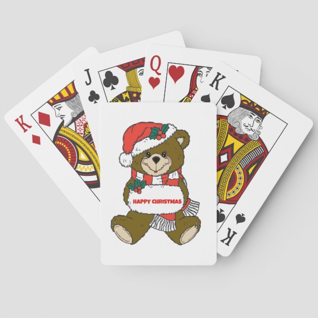 Happy Christmas Bear Playing Cards (Back)