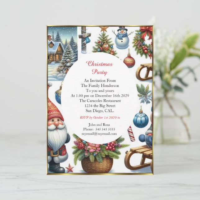 Happy Christmas beautiful party friends family Invitation (Standing Front)