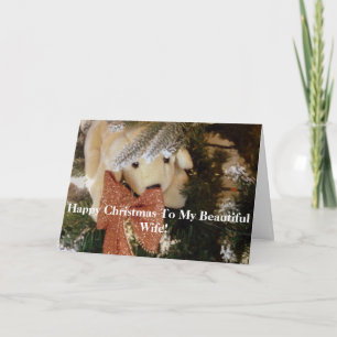 Happy Christmas Beautiful Wife Soft Toy Puppy Card
