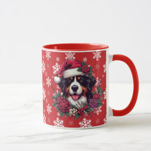 Happy Christmas Bernese Mountain Dog Santa Hat Mug