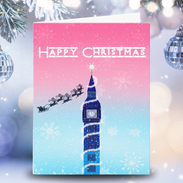 Happy Christmas Big Ben With Santa Card (Creator Uploaded)