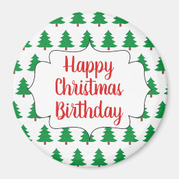 Happy Christmas Birthday Holiday Gift Round Magnet