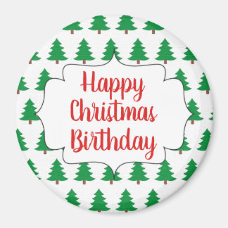 Happy Christmas Birthday Holiday Gift Round Magnet