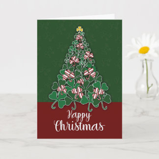 Happy Christmas Candy Cane Christmas Tree Card