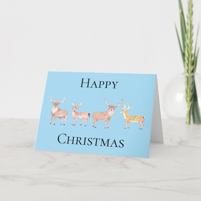 Happy Christmas Card with Deer on them  (Front)