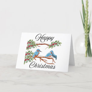 Happy Christmas Card with Kingfishers on them