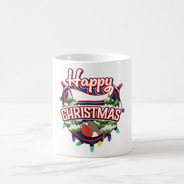 Happy Christmas cartoon logo Coffee Mug (Center)