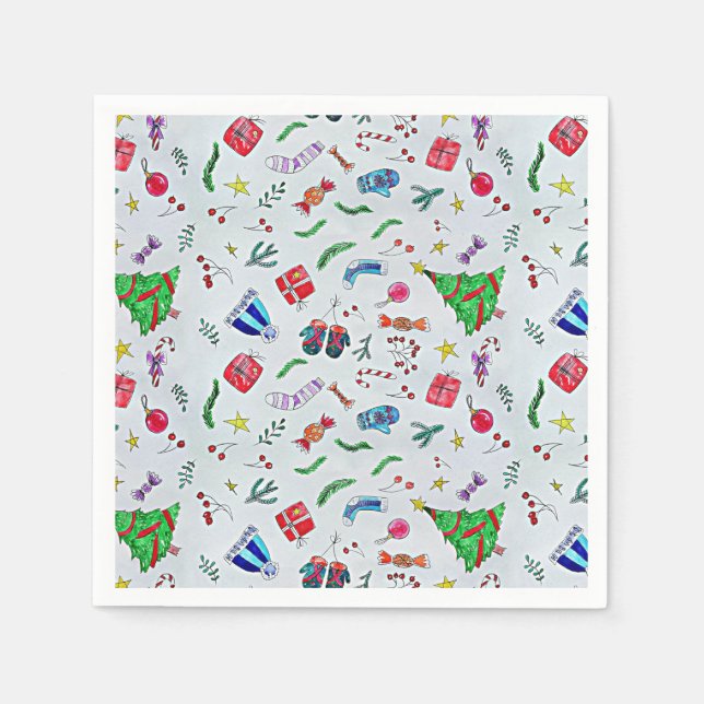 Happy Christmas Celebration Pattern Napkin (Front)