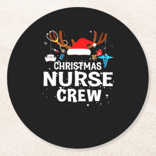 Happy Christmas Christmas Nurse Crew Round Paper Coaster