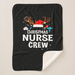 Happy Christmas   Christmas Nurse Crew Sherpa Blanket