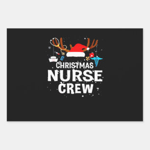 Happy Christmas Christmas Nurse Crew Wrapping Paper Sheet