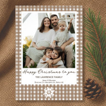Happy Christmas Country Gingham Holiday Photo Card