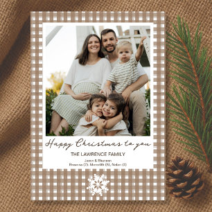 Happy Christmas Country Gingham Holiday Photo Card