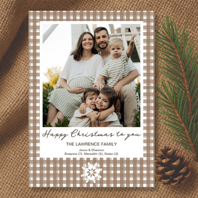 Happy Christmas Country Gingham Holiday Photo Card (Creator Uploaded)