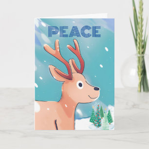 Happy Christmas Cute Baby Deer in the Snow Card