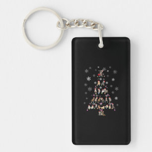 Happy Christmas Cute Cat Christmas Tree Key Ring