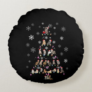 Happy Christmas Cute Cat Christmas Tree Round Cushion