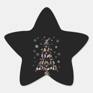Happy Christmas Cute Cat Christmas Tree Star Sticker