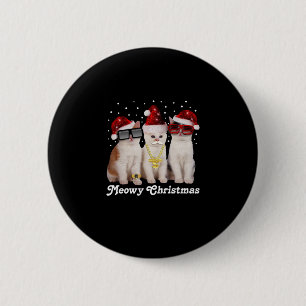 Happy Christmas Cute Cat With Santa Claus 6 Cm Round Badge