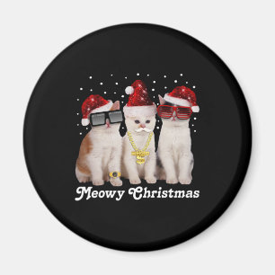 Happy Christmas Cute Cat With Santa Claus Magnet
