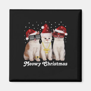 Happy Christmas   Cute Cat With Santa Claus Magnet
