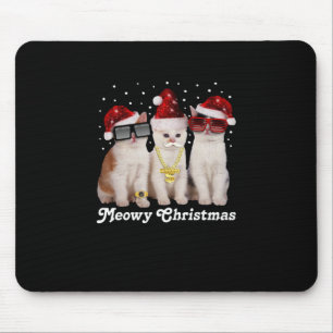 Happy Christmas   Cute Cat With Santa Claus Mouse Pad