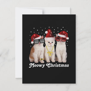 Happy Christmas Cute Cat With Santa Claus Thank You Card