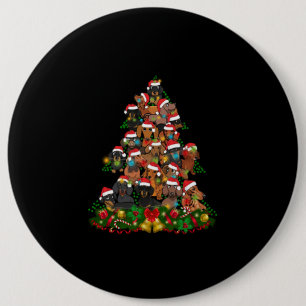Happy Christmas Cute Dog Christmas Tree Lights 6 Cm Round Badge