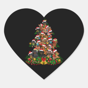 Happy Christmas   Cute Dog Christmas Tree Lights Heart Sticker