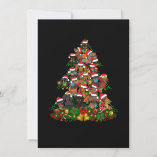 Happy Christmas   Cute Dog Christmas Tree Lights Thank You Card