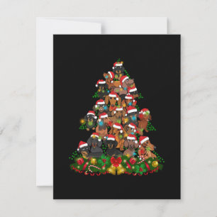 Happy Christmas Cute Dog Christmas Tree Lights Thank You Card