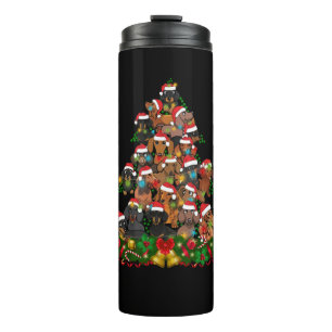 Happy Christmas Cute Dog Christmas Tree Lights Thermal Tumbler