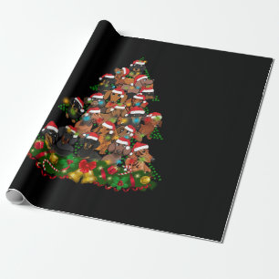 Happy Christmas   Cute Dog Christmas Tree Lights Wrapping Paper