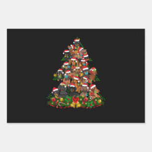 Happy Christmas Cute Dog Christmas Tree Lights Wrapping Paper Sheet