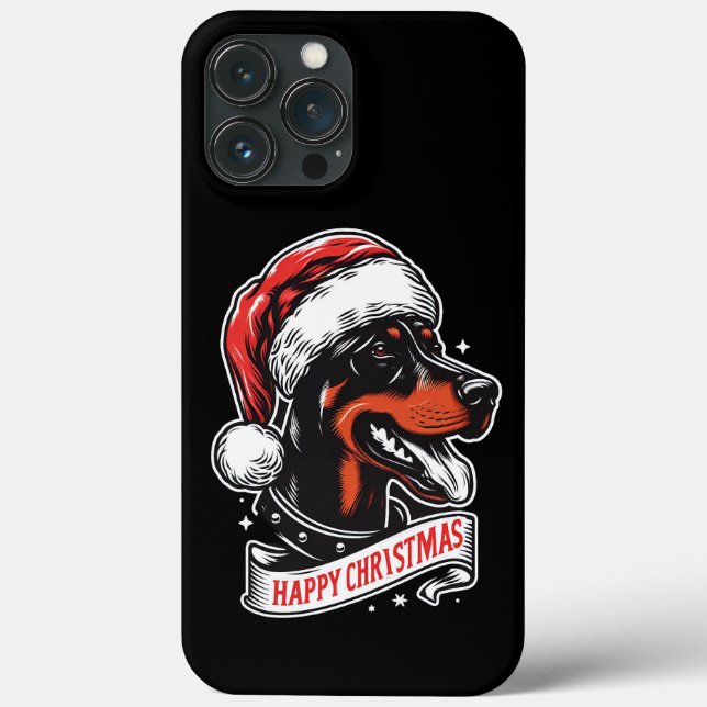 Happy Christmas - Dobermann Santa Hat Funny Dog Case-Mate iPhone Case (Back)