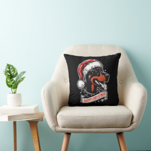 Happy Christmas - Dobermann Santa Hat Funny Dog Cushion