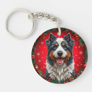Happy christmas dog key ring