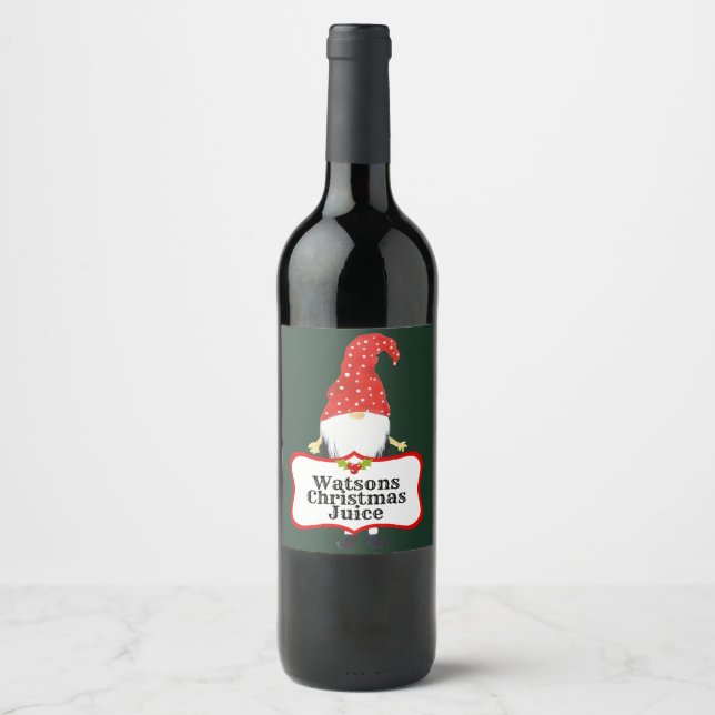Happy Christmas Elf Custom Wine Label (Front)