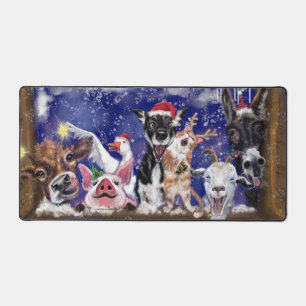 Happy Christmas Farm Animal Party Funny Desk Mat