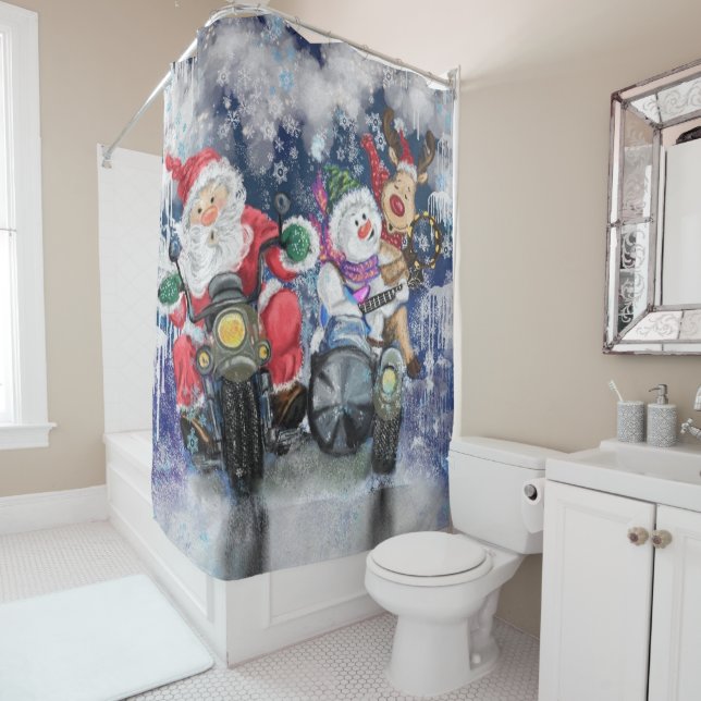 Happy Christmas Friends Funny Shower Curtain (In Situ)