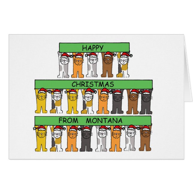 Happy Christmas from Montana Cartoon Cats (Front Horizontal)