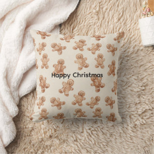 Happy Christmas Gingerbread Cookies Cushion
