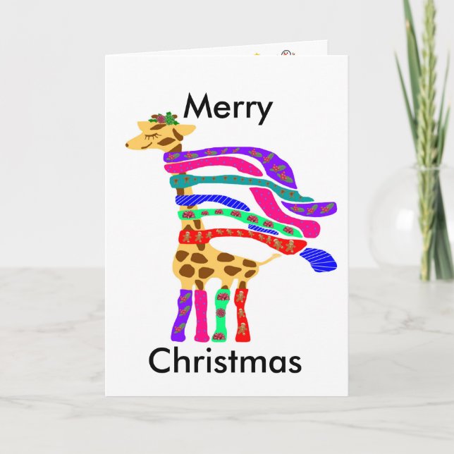 Happy Christmas Giraffe blank card (Front)