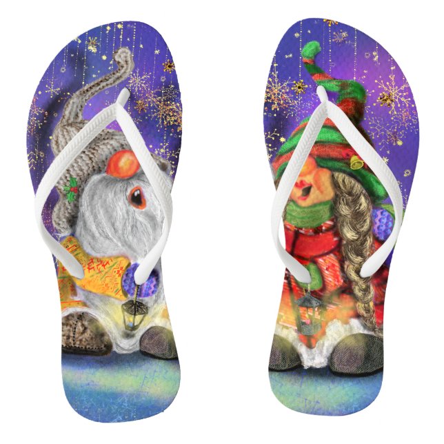 Happy Christmas Gnome Flip Flops (Footbed)
