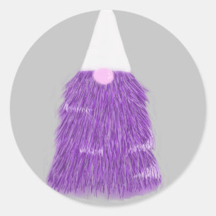 Happy Christmas gnome in purple  Classic Round Sticker