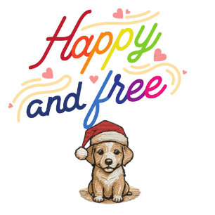 happy christmas  Happy and Free Dog T-Shirt
