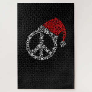 Happy Christmas   Hippies Symbol Santa Claus Hat Jigsaw Puzzle