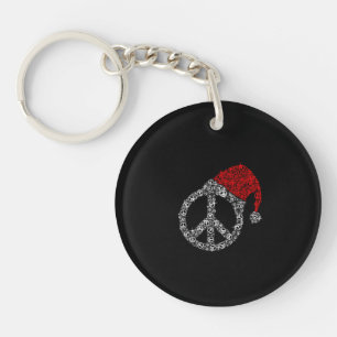 Happy Christmas   Hippies Symbol Santa Claus Hat Key Ring