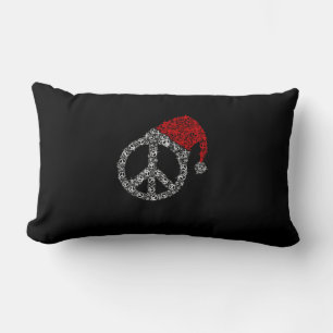 Happy Christmas   Hippies Symbol Santa Claus Hat Lumbar Cushion